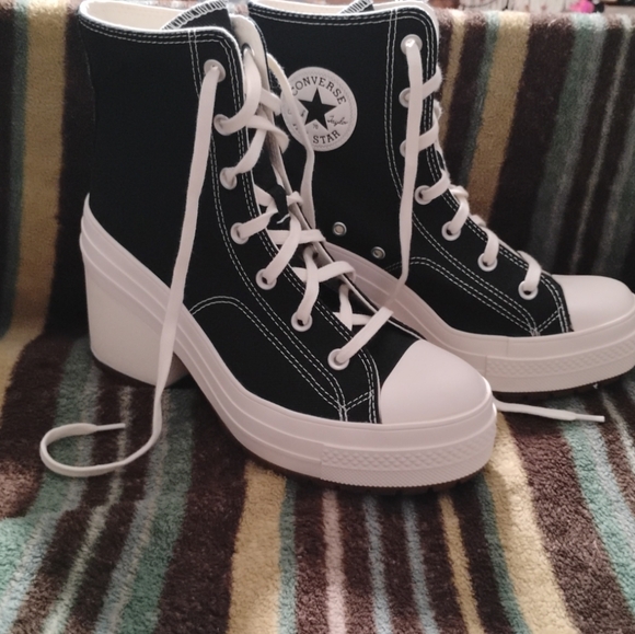 Converse Women's Black and White High-Top Sneakers - Picture 2 of 2